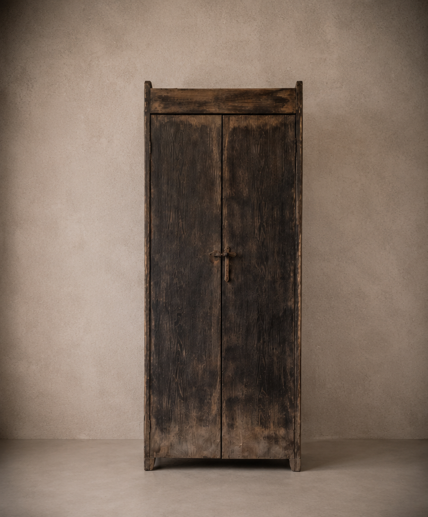 Dark pine narrow wardrobe, 2 doors, 73 x 40 x H183 cm
