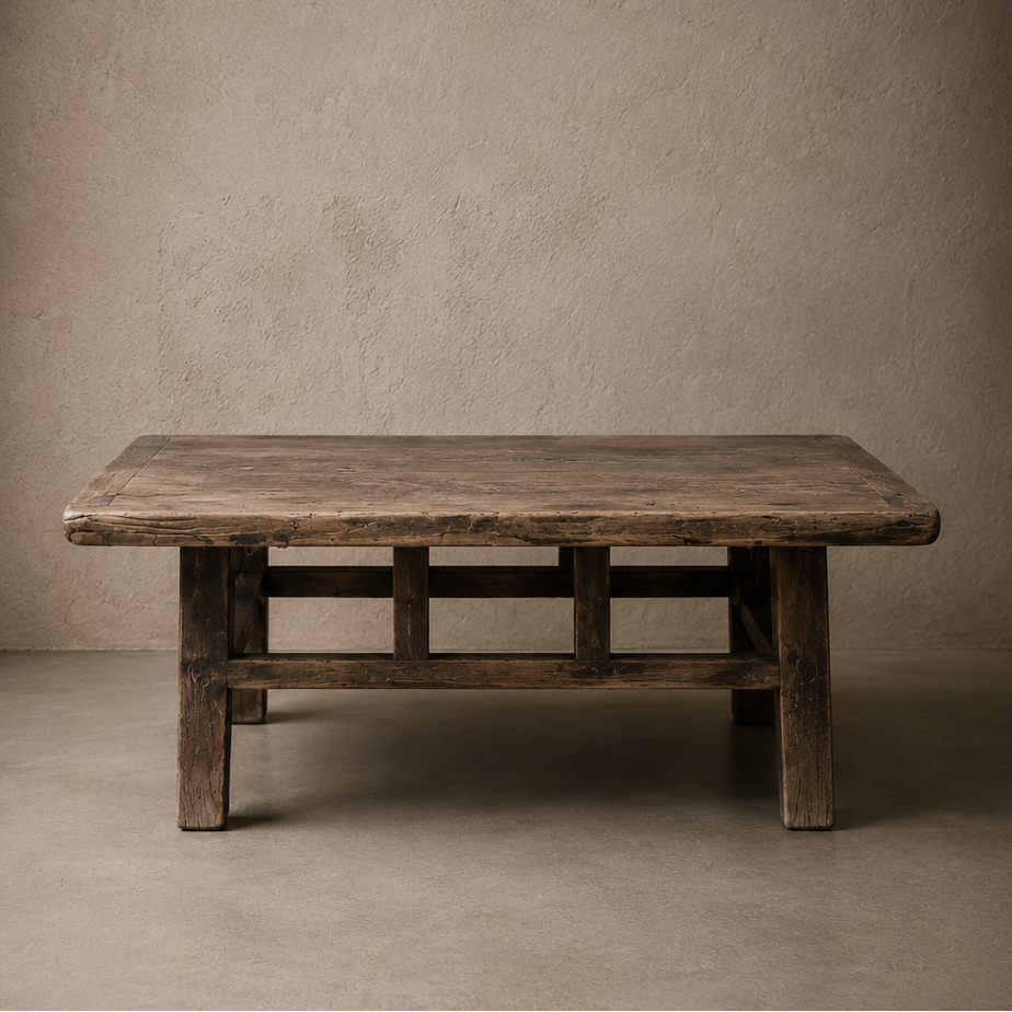 Table basse en orme carrée - Pièce unique
