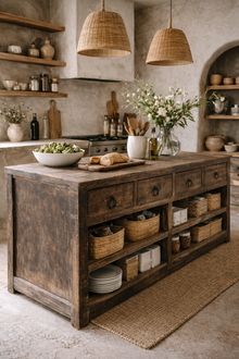 Comptoir en orme ancien laqué noir - Pièce unique