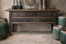 Console patine noire 6 tiroirs - Pièce unique