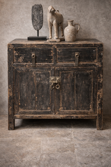 Buffet 2 portes, 2 tiroirs, noir, 84 x 44 x H83 cm