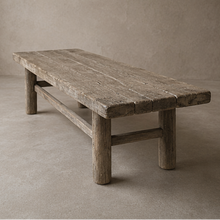 Table basse en peuplier avec traverses - Pièce unique