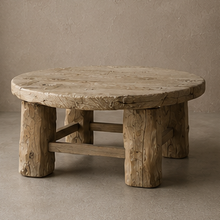 Table basse ronde style tofu - Pièce unique