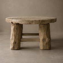 Table basse ronde style tofu - Pièce unique