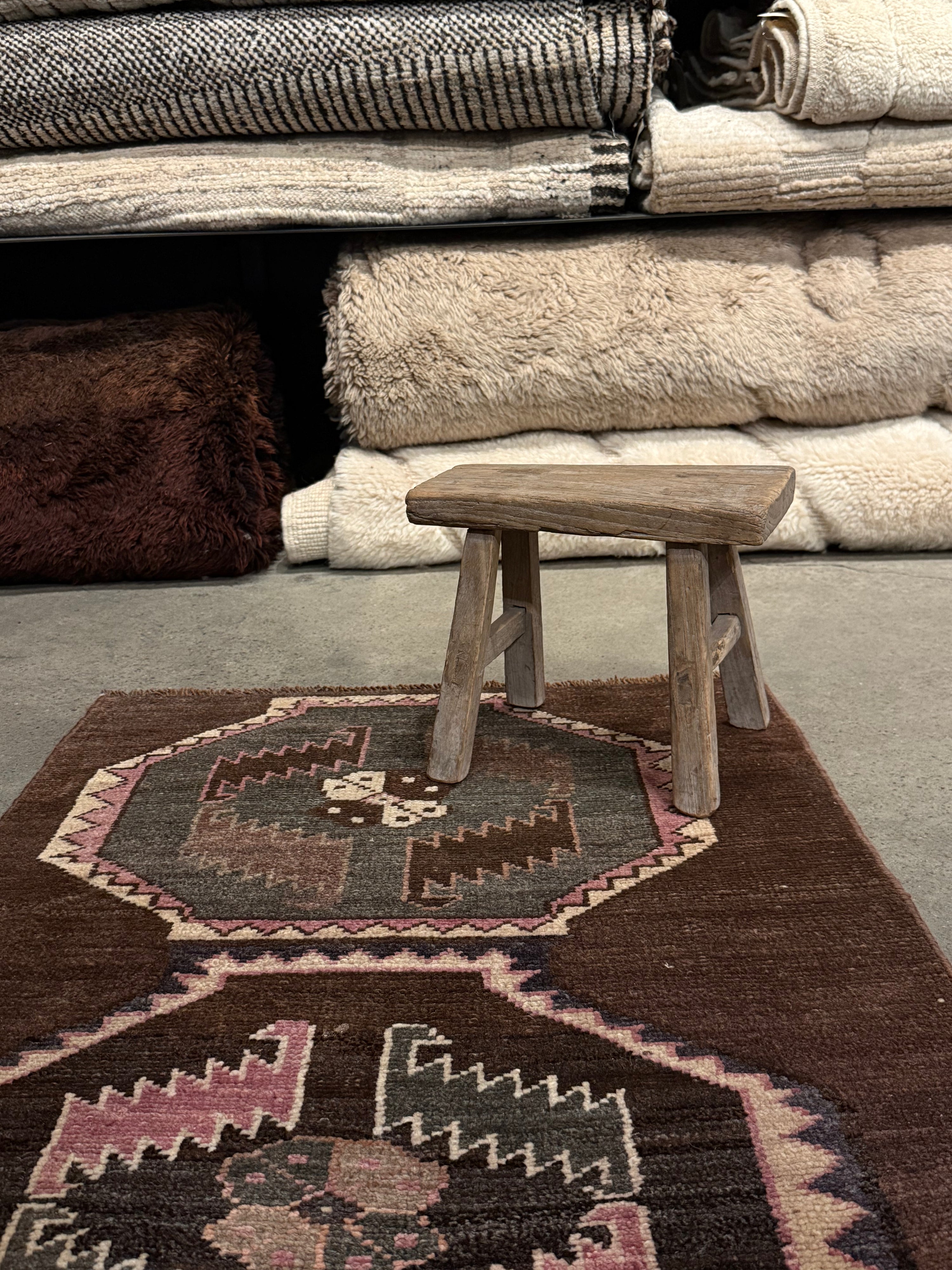 Tapis VINTAGE ancien, 100% laine noué main, 68cm x 315cm