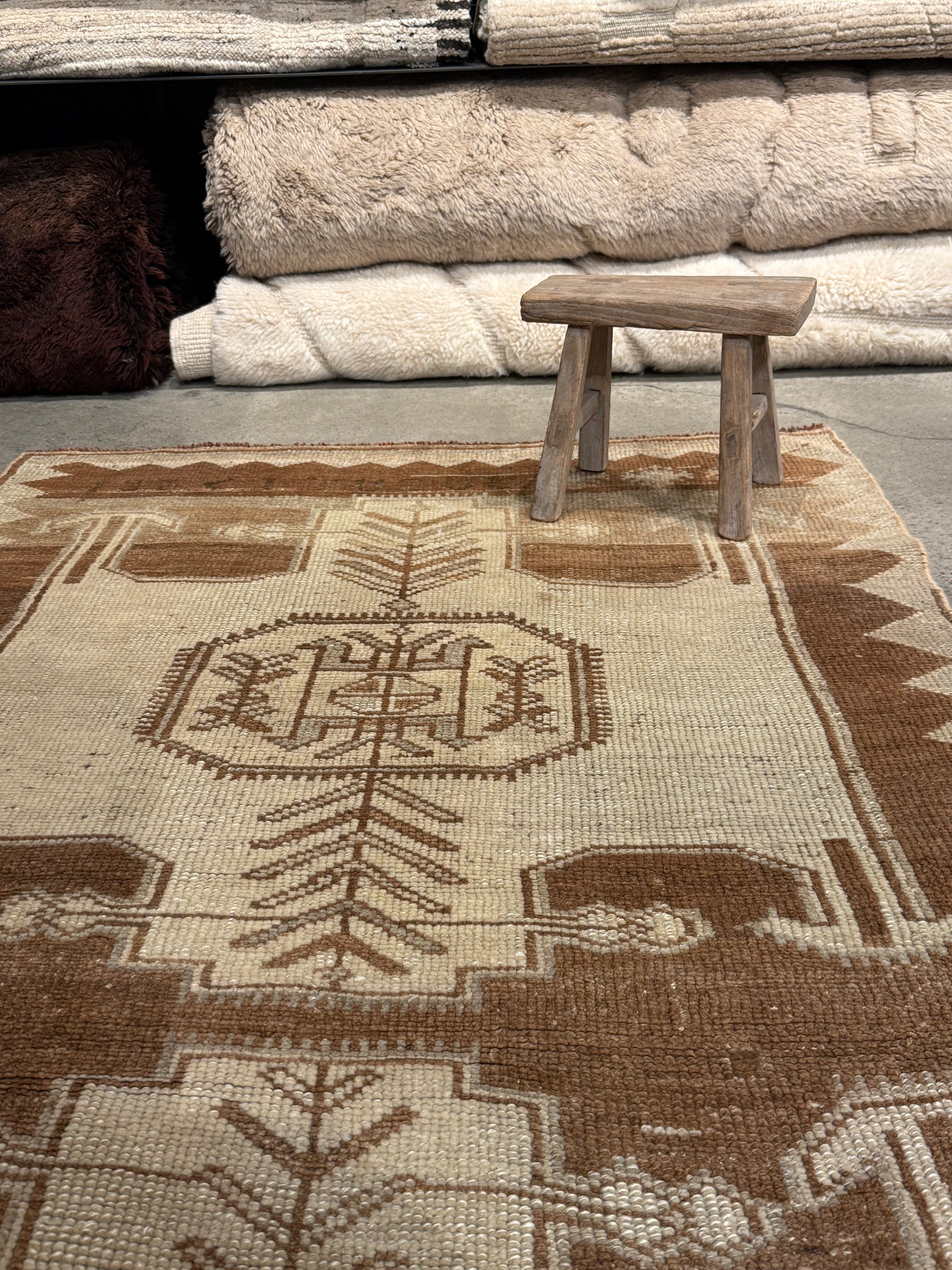 Tapis VINTAGE ancien, 100% laine noué main, 112cm x 343cm