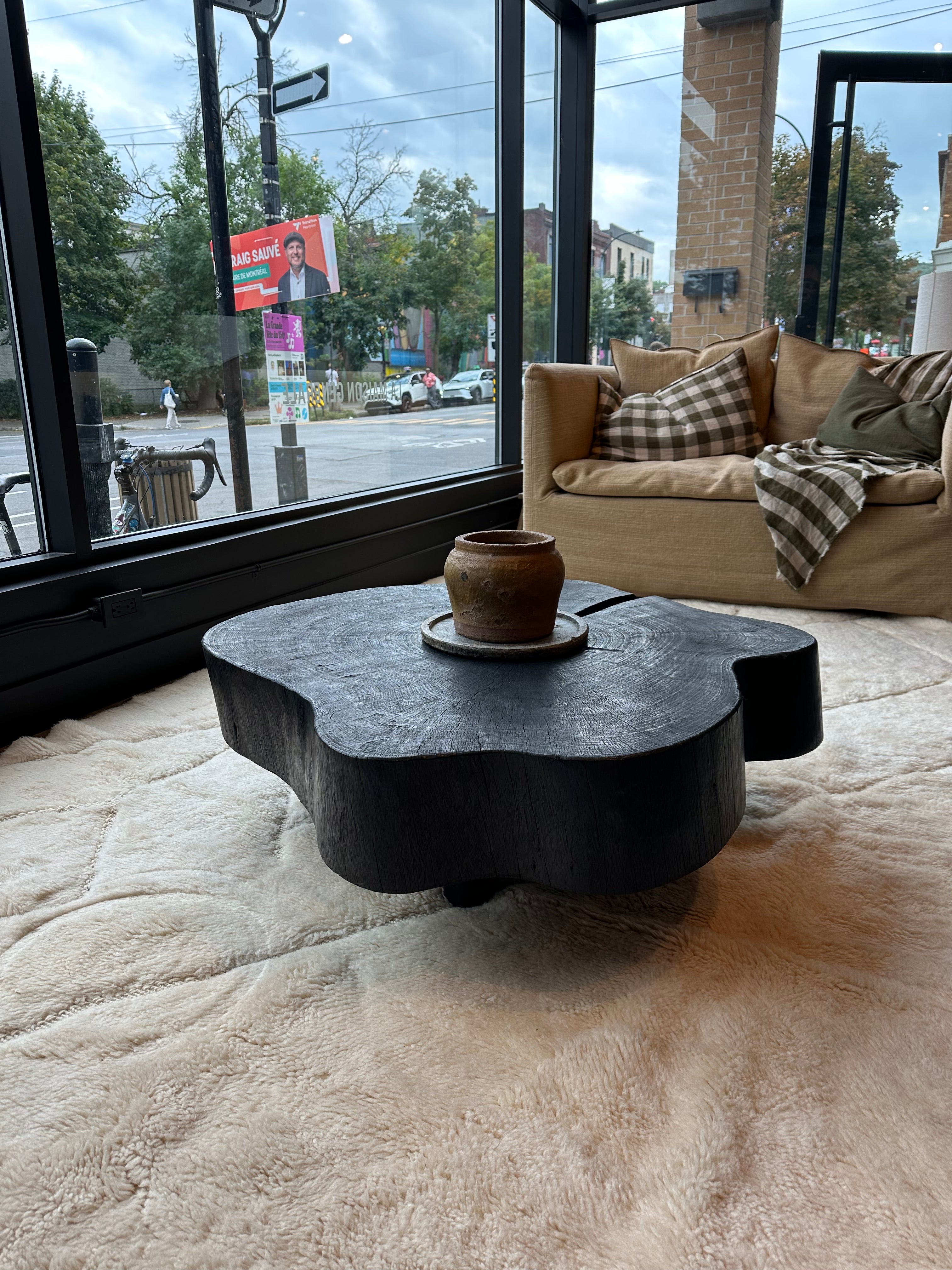 Burnt wood coffee table