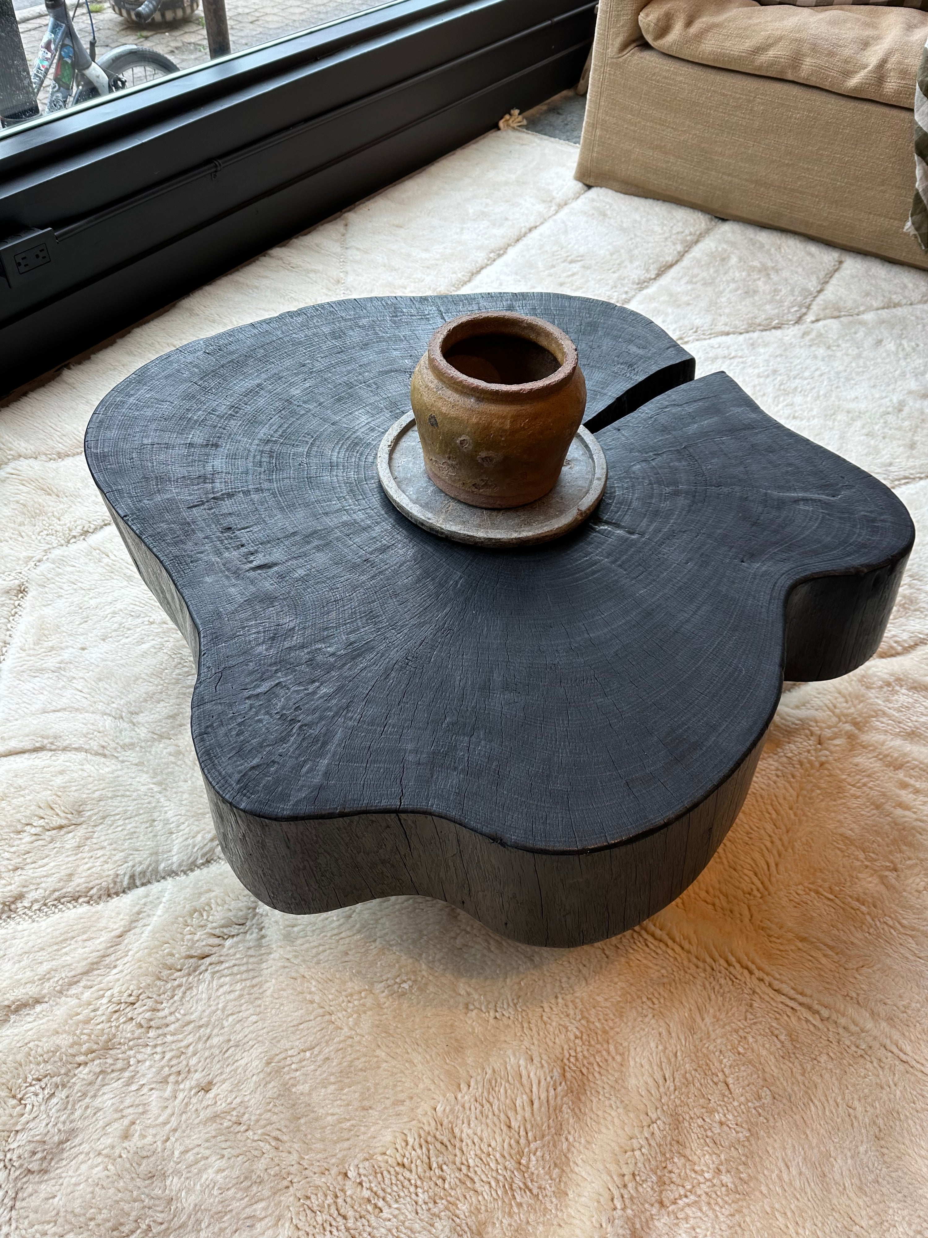 Burnt wood coffee table