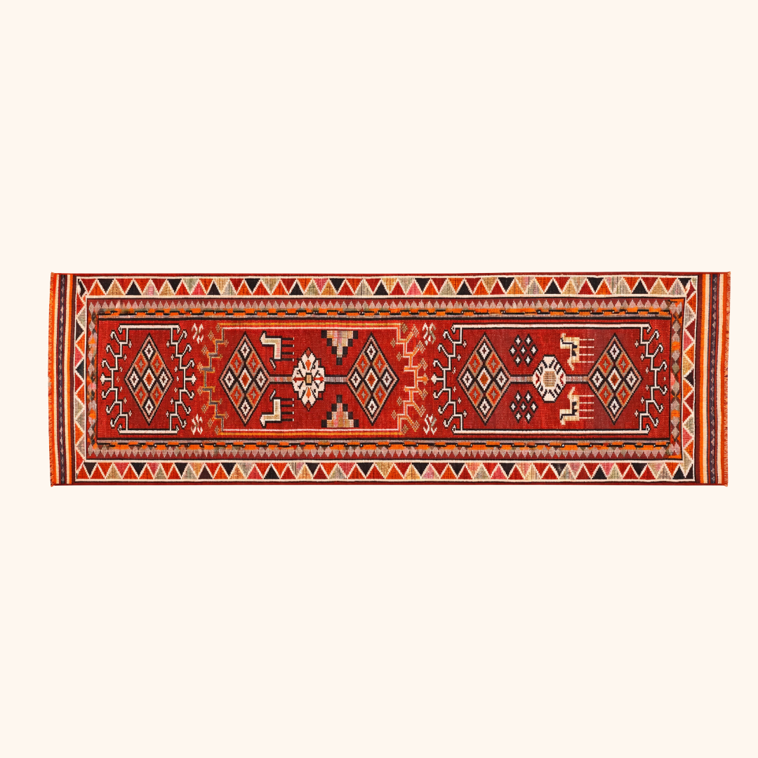 Tapis herki, noué à la main 404 x 88 cm