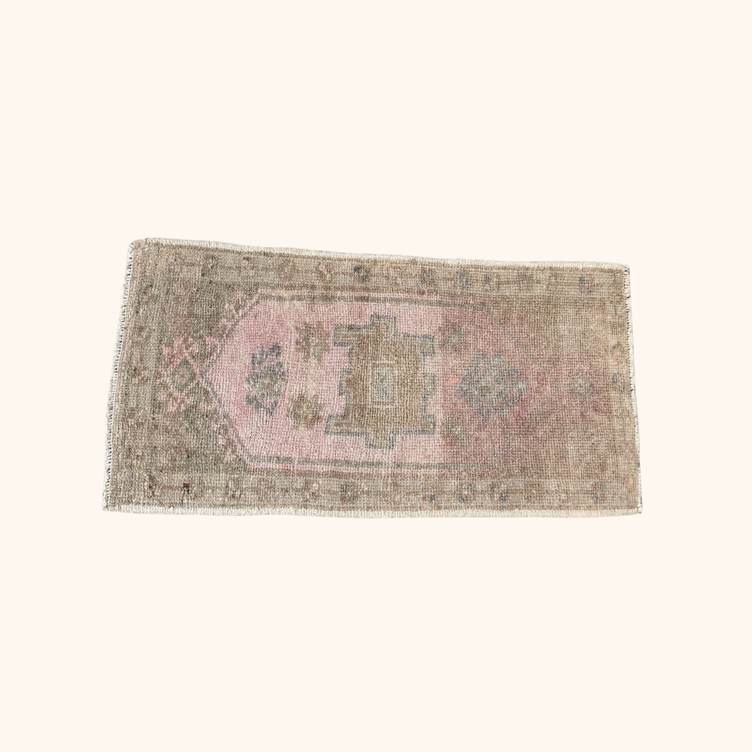 Tapis Yastik vintage , 100% laine noué main, 82cm x 42cm, 2'-8'' x 1'-4''