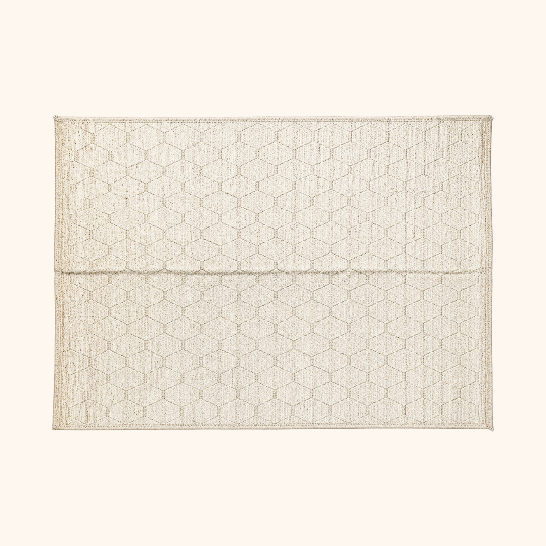 Off-white checkered Afghan rug 100% wool - 302cm x 397cm