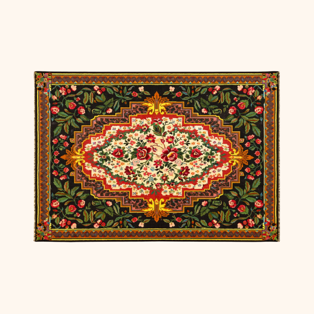 Tapis kilim moldave ancien, laine noué à la main, 194 x 321 cm
