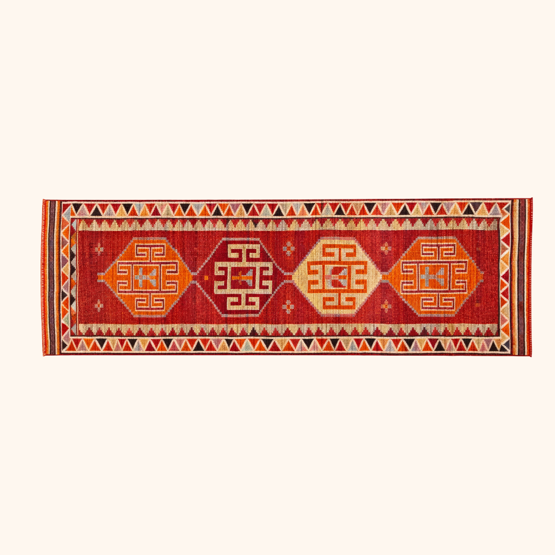 Tapis herki, noué à la main 320 x 86 cm