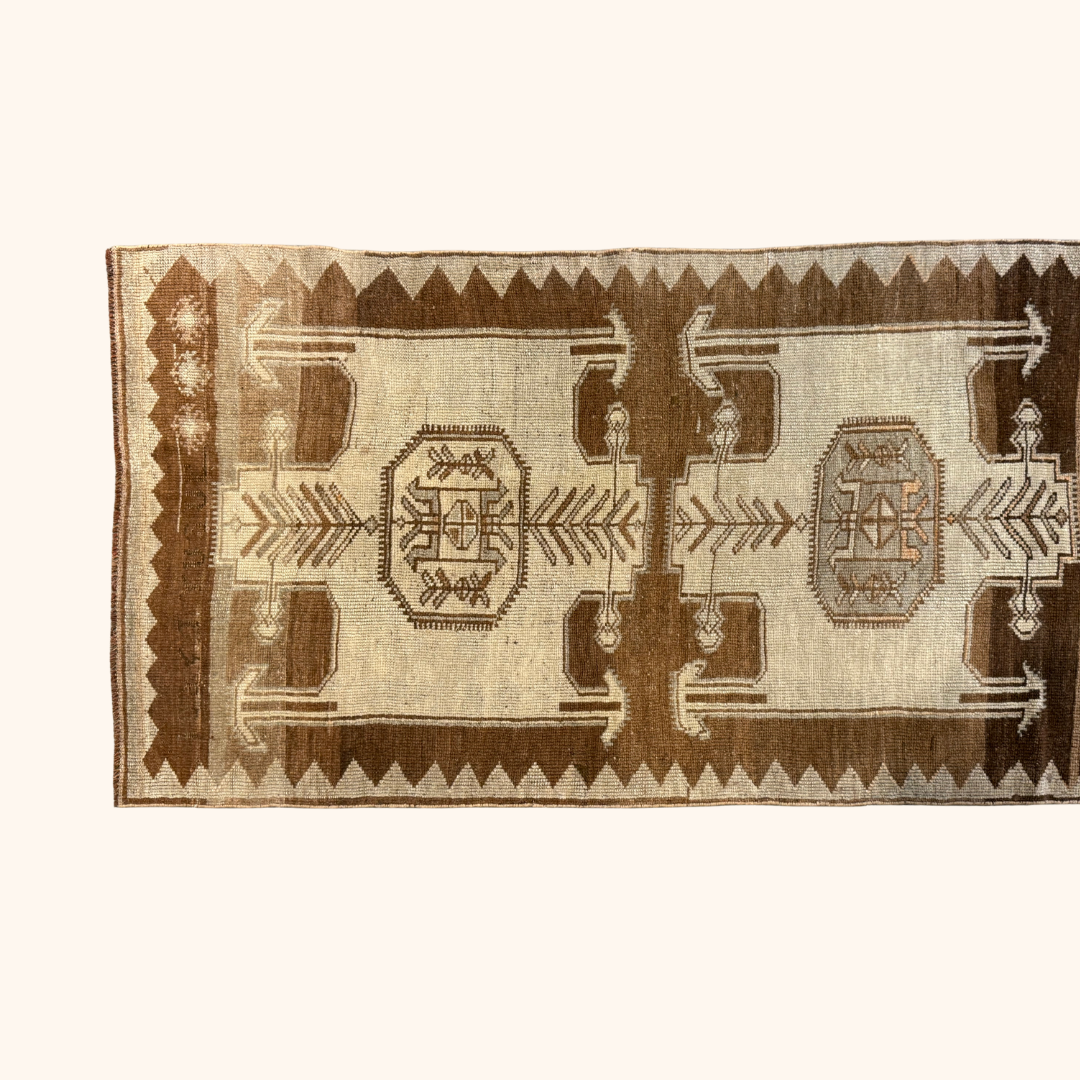 Tapis VINTAGE ancien, 100% laine noué main, 112cm x 343cm