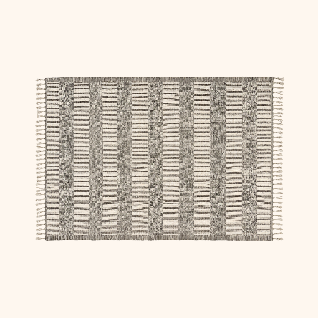 Black and white Afghan rug, 100% wool - 212cm x 308cm