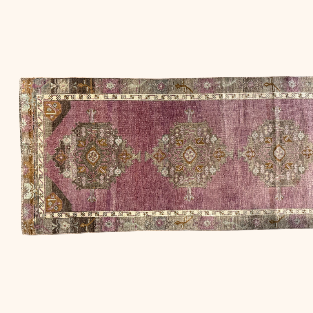 Tapis VINTAGE ancien, 100% laine noué main, 90cm x 297cm