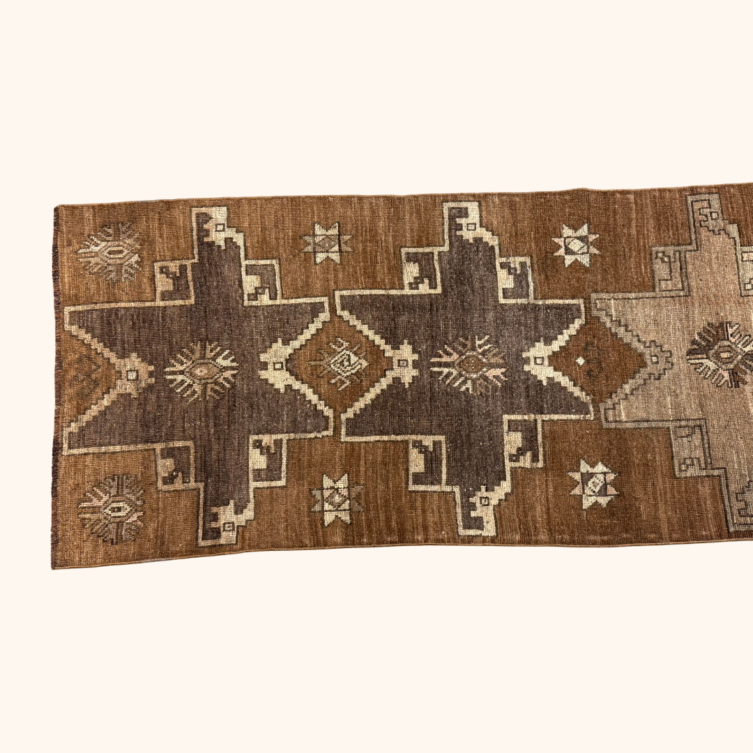 Tapis VINTAGE ancien, 100% laine noué main, 92cm x 330cm