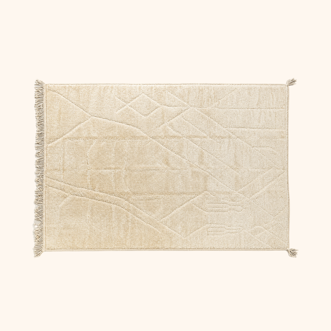 Beige Berber rug 100% wool - 300cm x 400cm