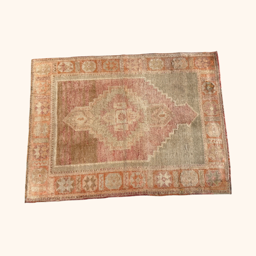 Tapis VINTAGE ancien, 100% laine noué main, 90cm x 116cm