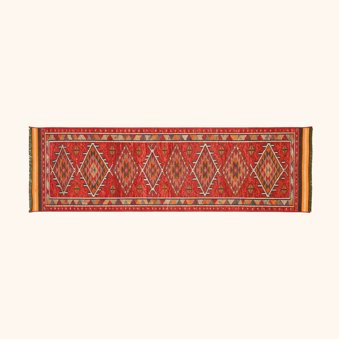 Tapis herki, noué à la main 380 x 82 cm