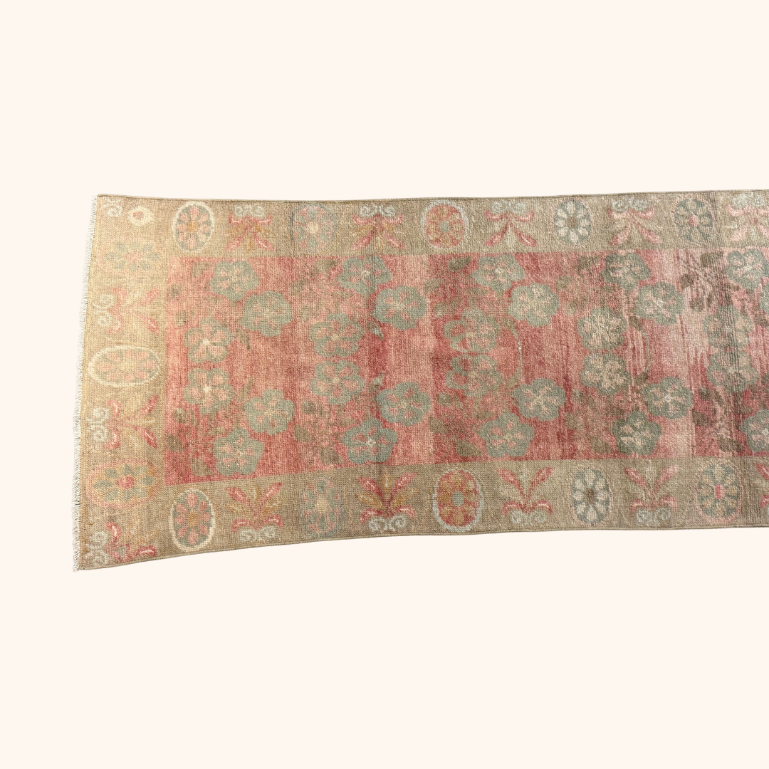 Tapis VINTAGE ancien, 100% laine noué main, 86cm x 304cm