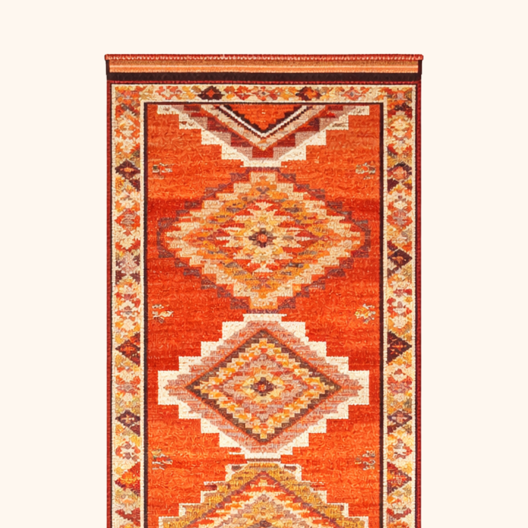 Tapis herki, noué à la main 360 x 78 cm