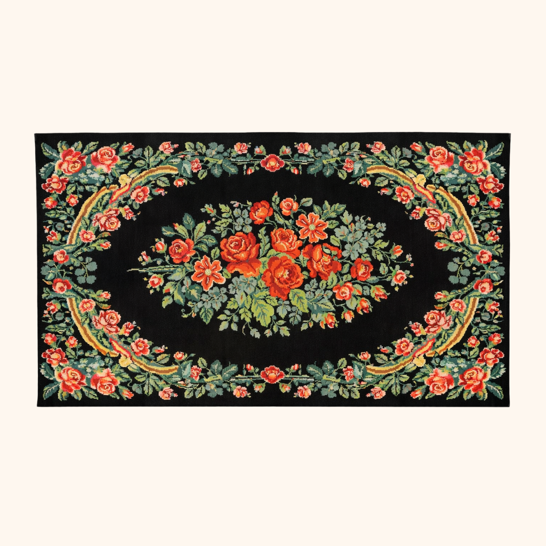 Tapis kilim moldave ancien, laine noué à la main, 180 x 277 cm