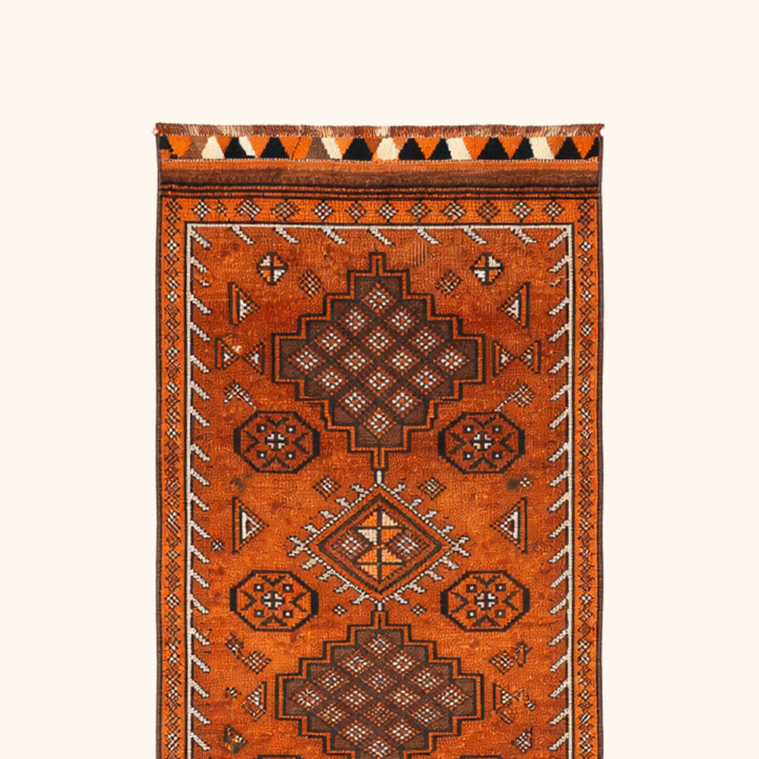 Tapis herki, noué à la main 347 x 89 cm