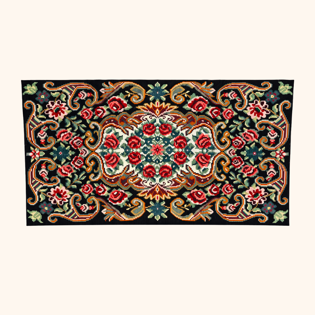 Tapis kilim moldave ancien, laine noué à la main, 315 x 178 cm