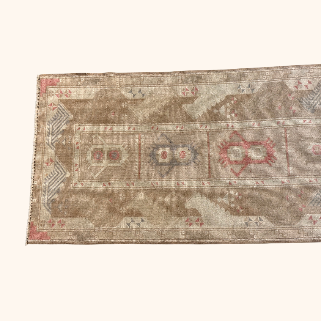 Tapis VINTAGE ancien, 100% laine noué main, 70cm x 275cm