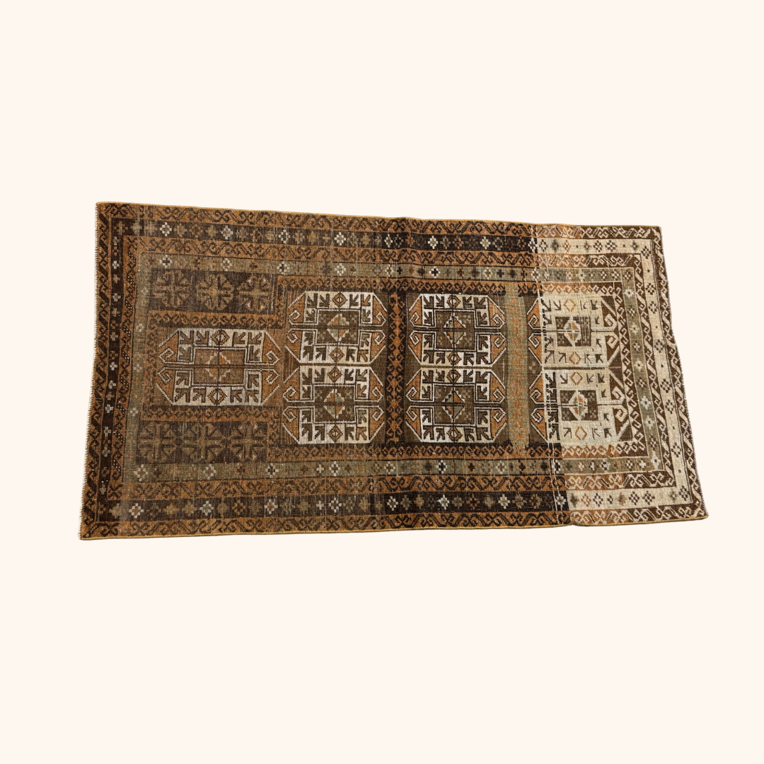 Tapis VINTAGE ancien, 100% laine noué main, 81cm x 142cm