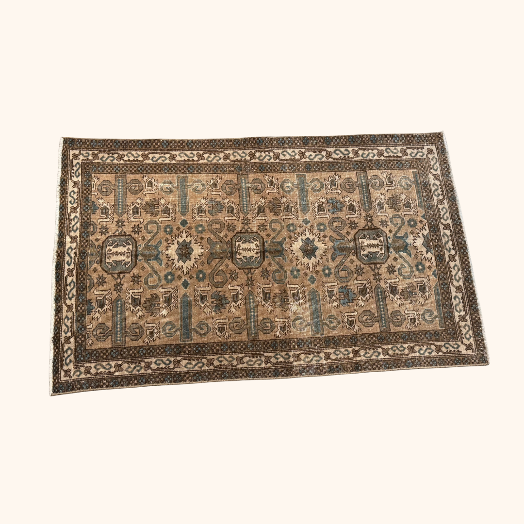 Tapis VINTAGE ancien, 100% laine noué main, 98cm x 156cm, 3'3" x 5'1"