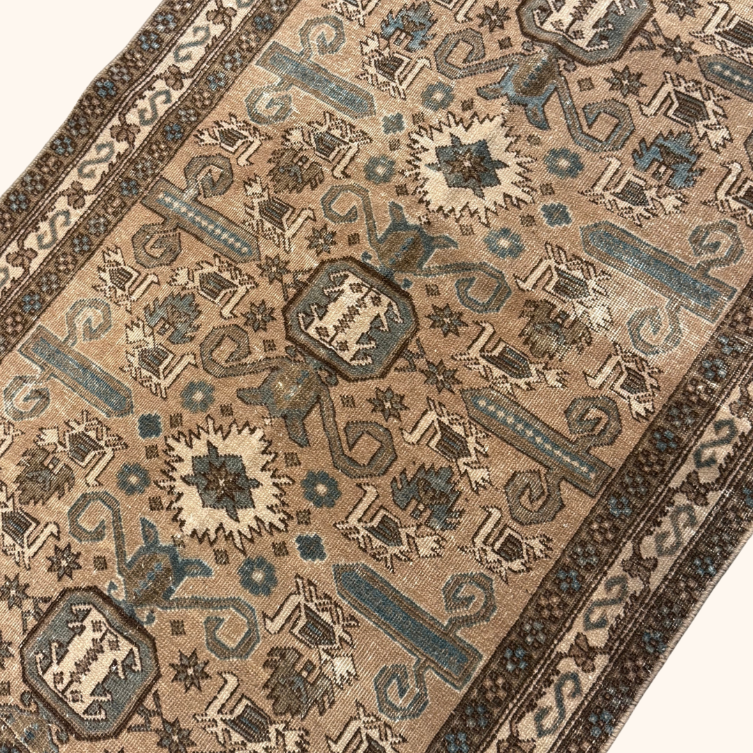 Tapis VINTAGE ancien, 100% laine noué main, 98cm x 156cm, 3'3" x 5'1"