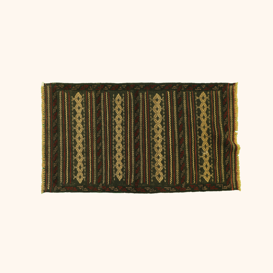 Tapis kilim ancien SOFREH, laine noué main, 78cm x 134cm