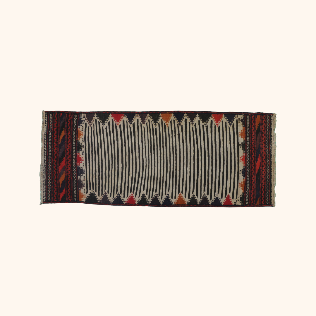 Tapis kilim HERAT, sofreh, laine noué main, 88cm x 206cm