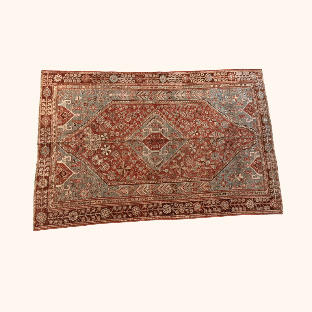 Tapis VINTAGE ancien, 100% laine noué main, 132cm x 202cm, 4'8" x 6'8"