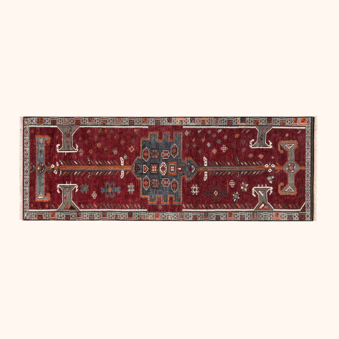 Tapis herki, noué à la main 313 x 120 cm