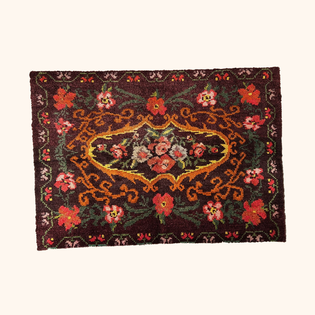 Antique colorful Moldavian rug hand knotted 100% wool