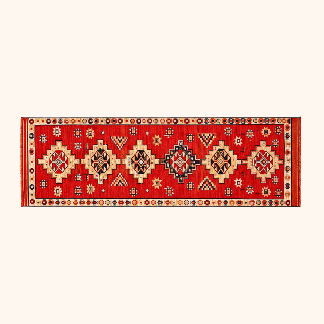 Tapis herki, noué à la main 395 x 83 cm