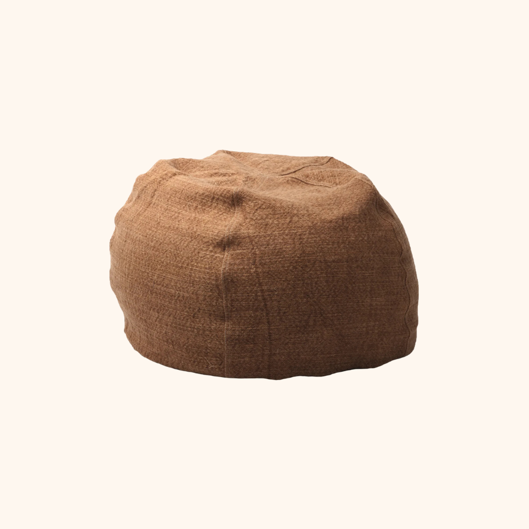Upcycled Naples Canvas Bubble Pouf / Linen