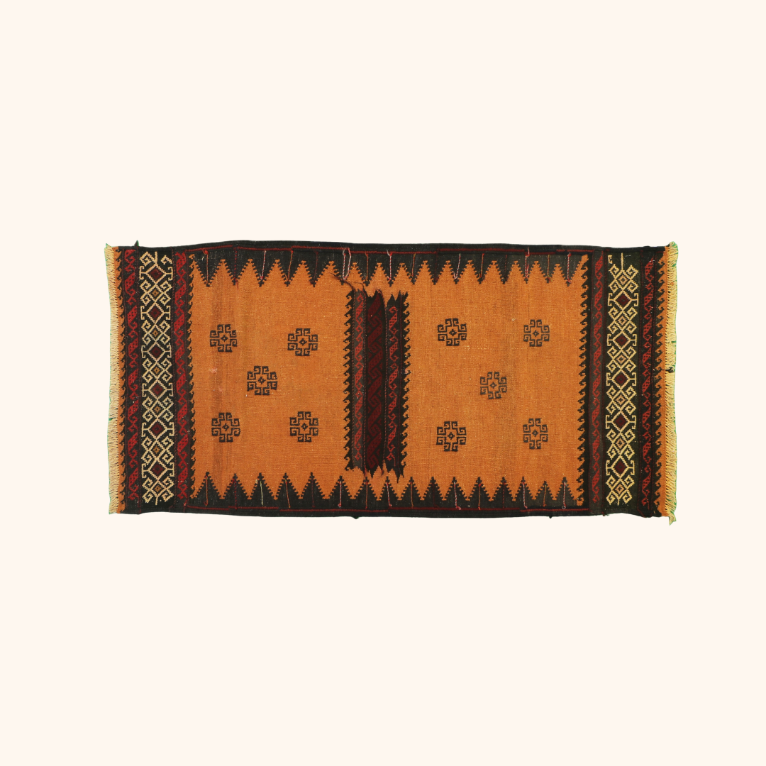Tapis kilim HERAT, sofreh, laine noué main, 64cm x 137cm