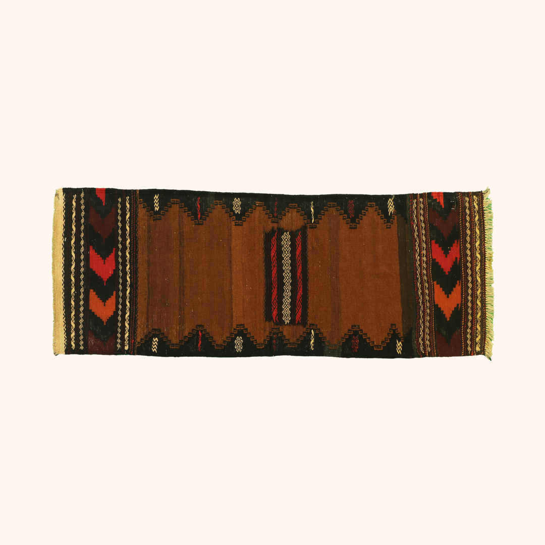 Tapis kilim HERAT, sofreh, laine noué main, 61cm x 155cm