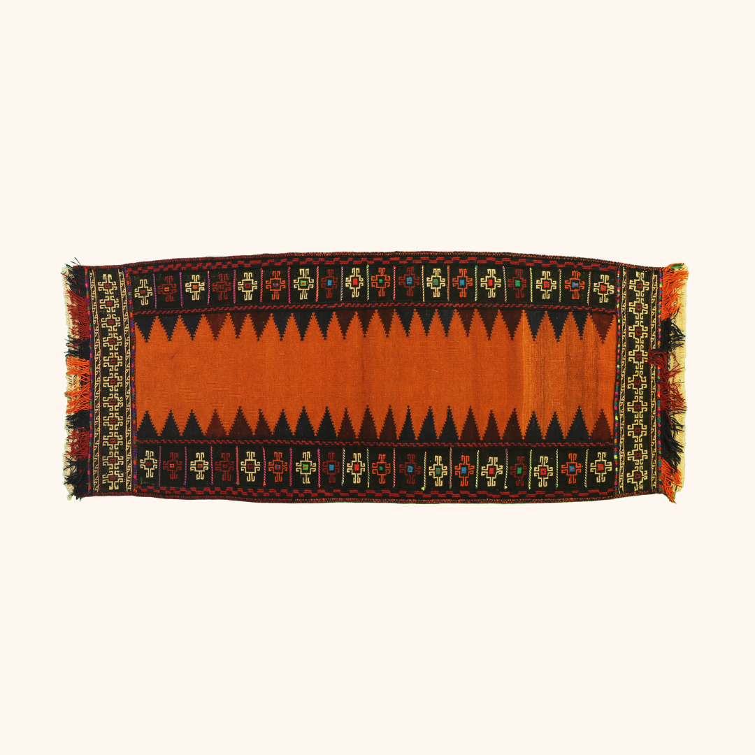 Tapis kilim HERAT, sofreh, laine noué main, 73cm x 178cm