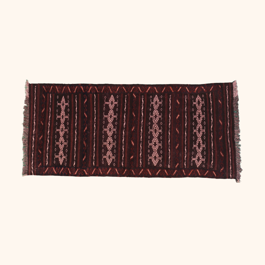 Tapis kilim HERAT, sofreh, laine noué main, 72cm x 161cm