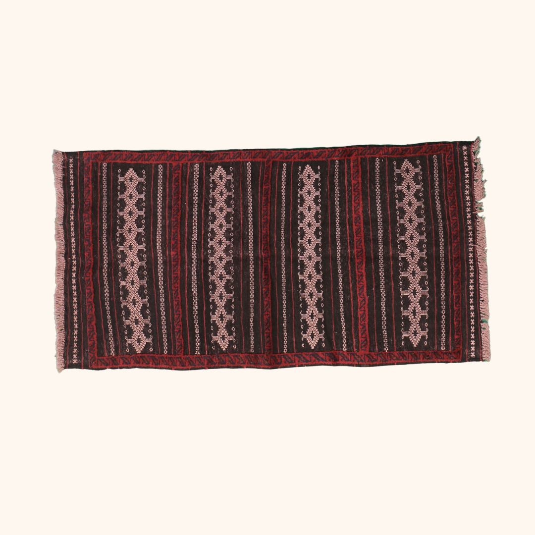 Tapis kilim HERAT, sofreh, laine noué main, 74cm x 143cm