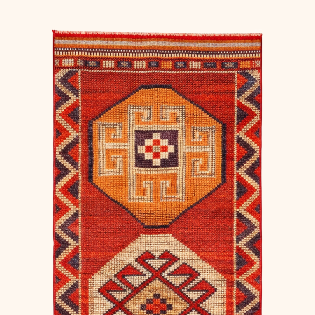 Tapis herki, noué à la main 305 x 89 cm