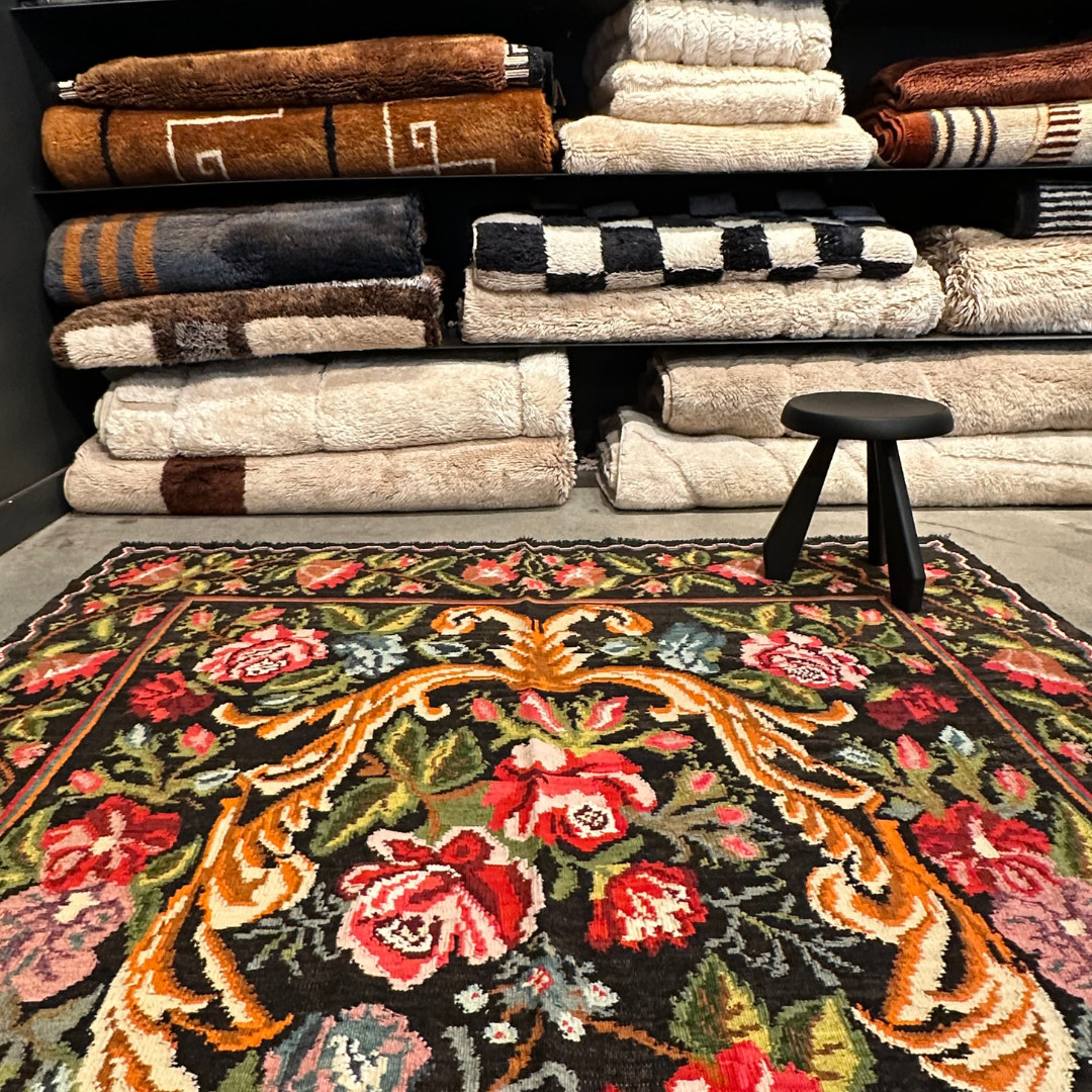 Tapis kilim moldave ancien, laine noué à la main, 359 x 200 cm