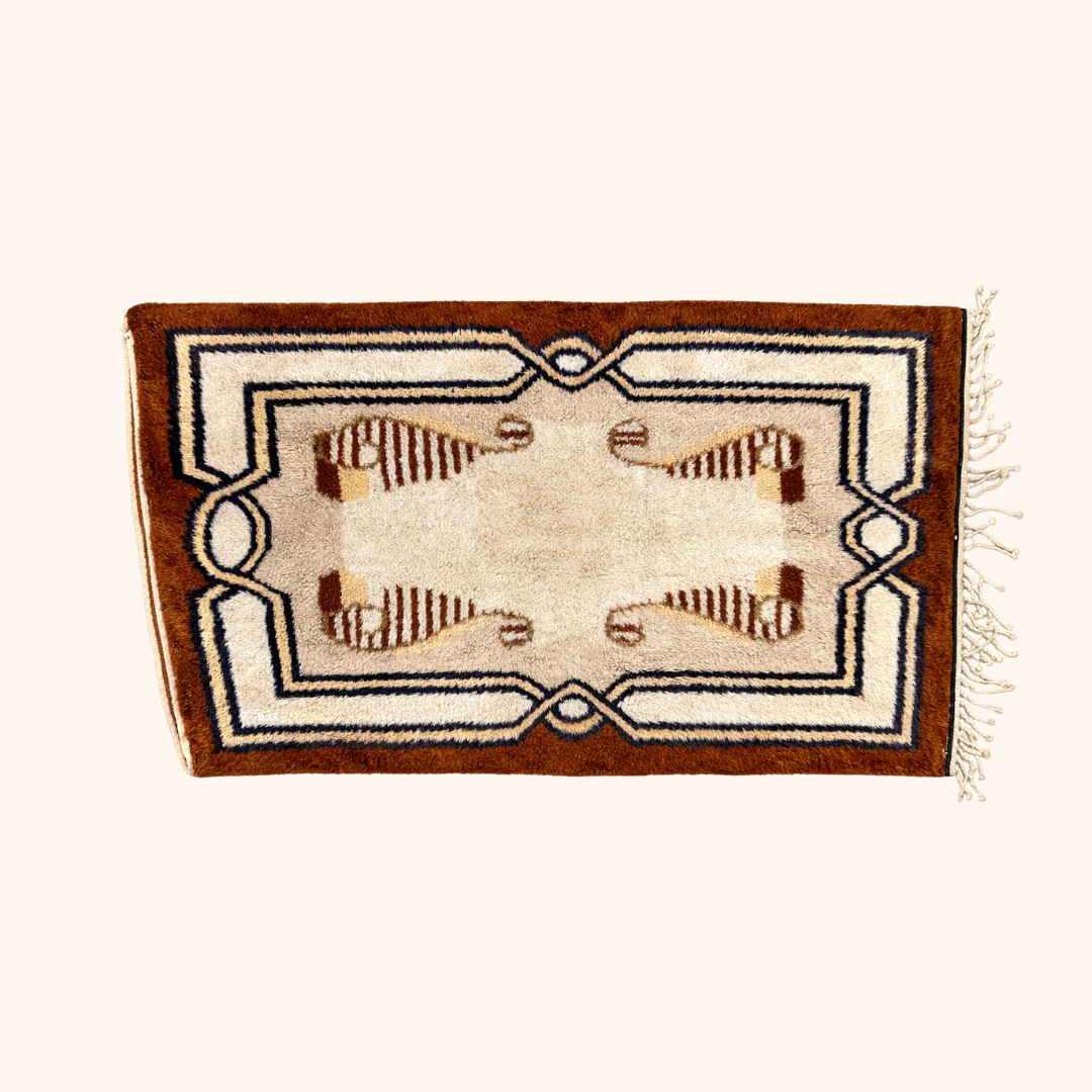 Tapis berbere contemporain, MRIRT, 100% laine noué main 85 x 145 cm