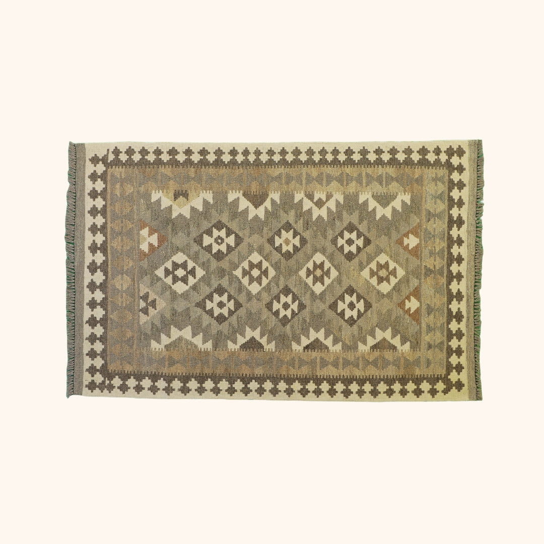 Tapis kilim MAIMANA, laine noué main, 101cm x 158cm