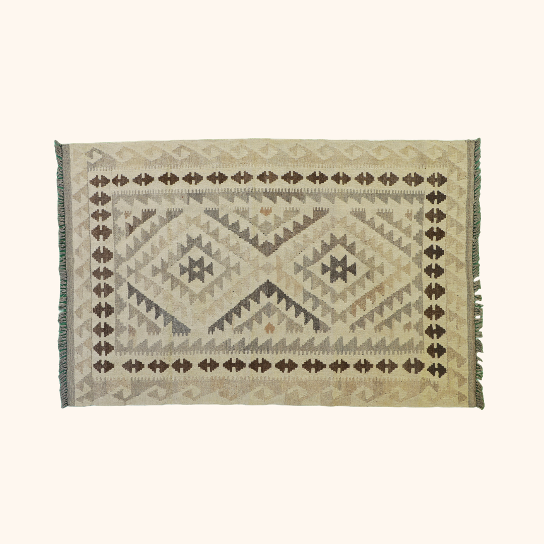 Tapis kilim MAIMANA, laine noué main, 101cm x 156cm
